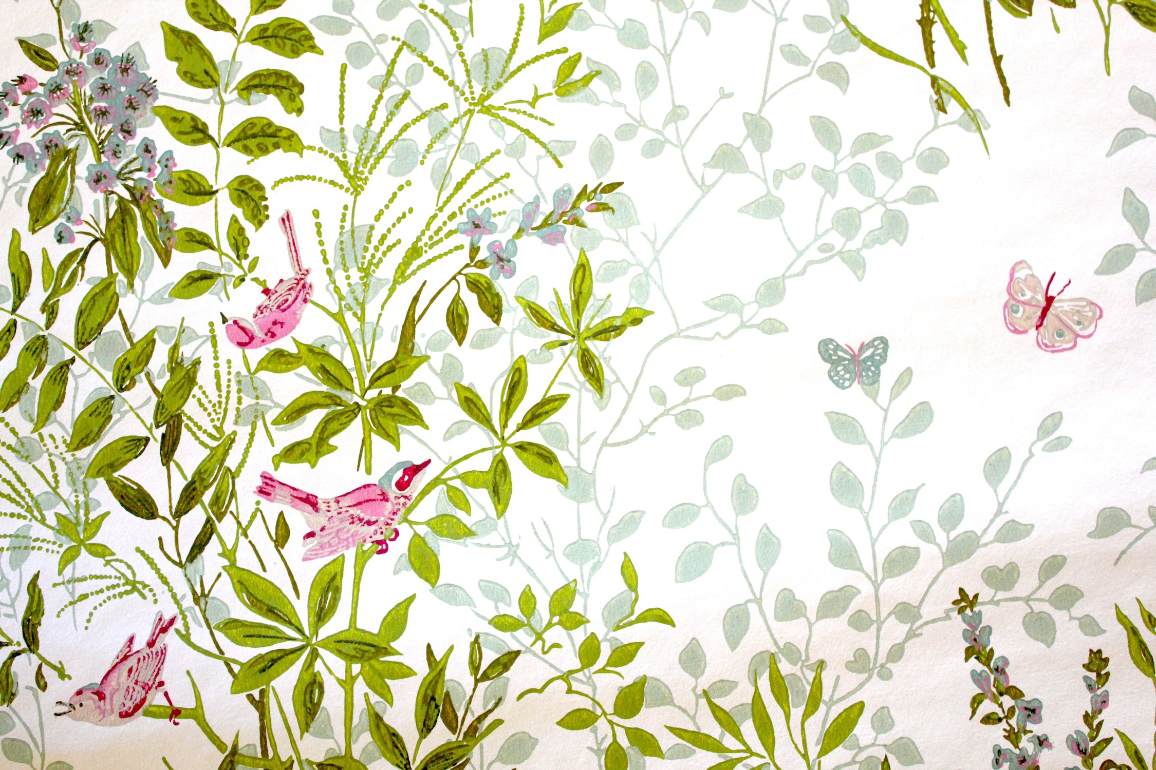 Vogels En Vlinders 3D Behang