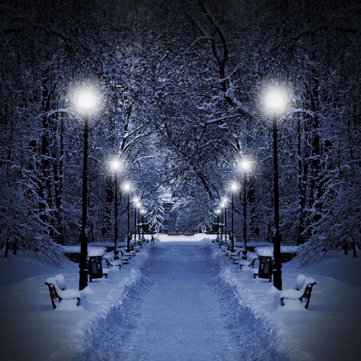 Sneeuw Behang 3D - Gelijmde